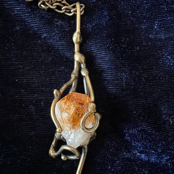 Antique Necklace with amber colored crystal - Picture 2 of 4